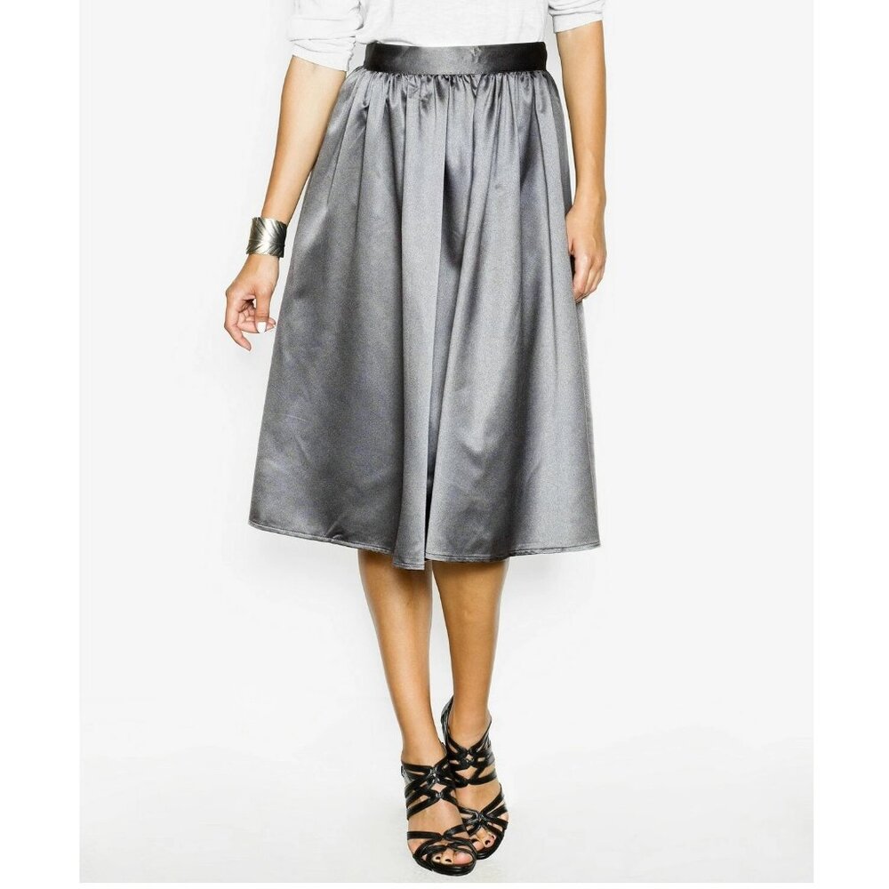 Pink Martini Women's A-Line Knee-Length Ballroom Skirt, Gray, Large